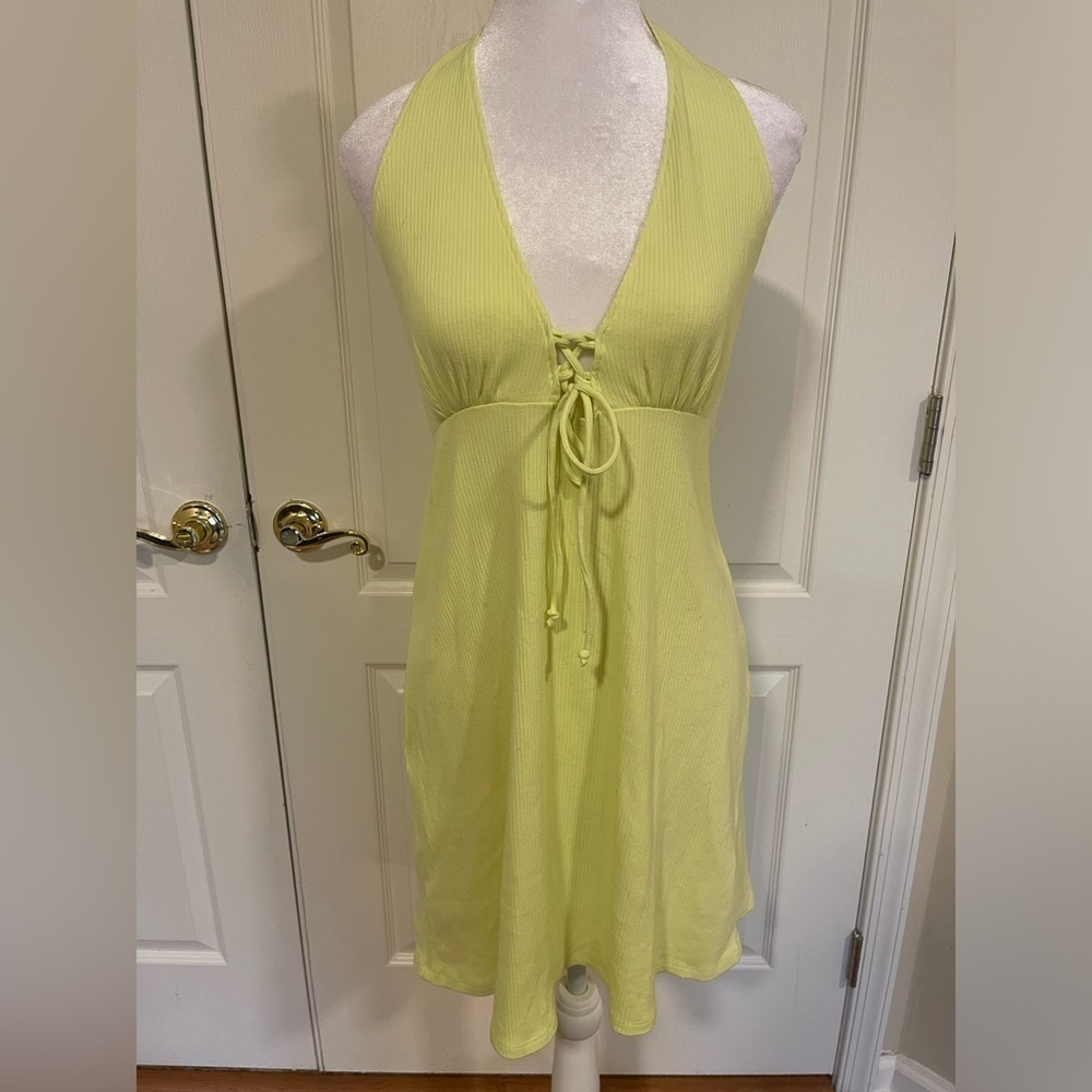 American Eagle yellow halter tie mini dress​​​​​​​